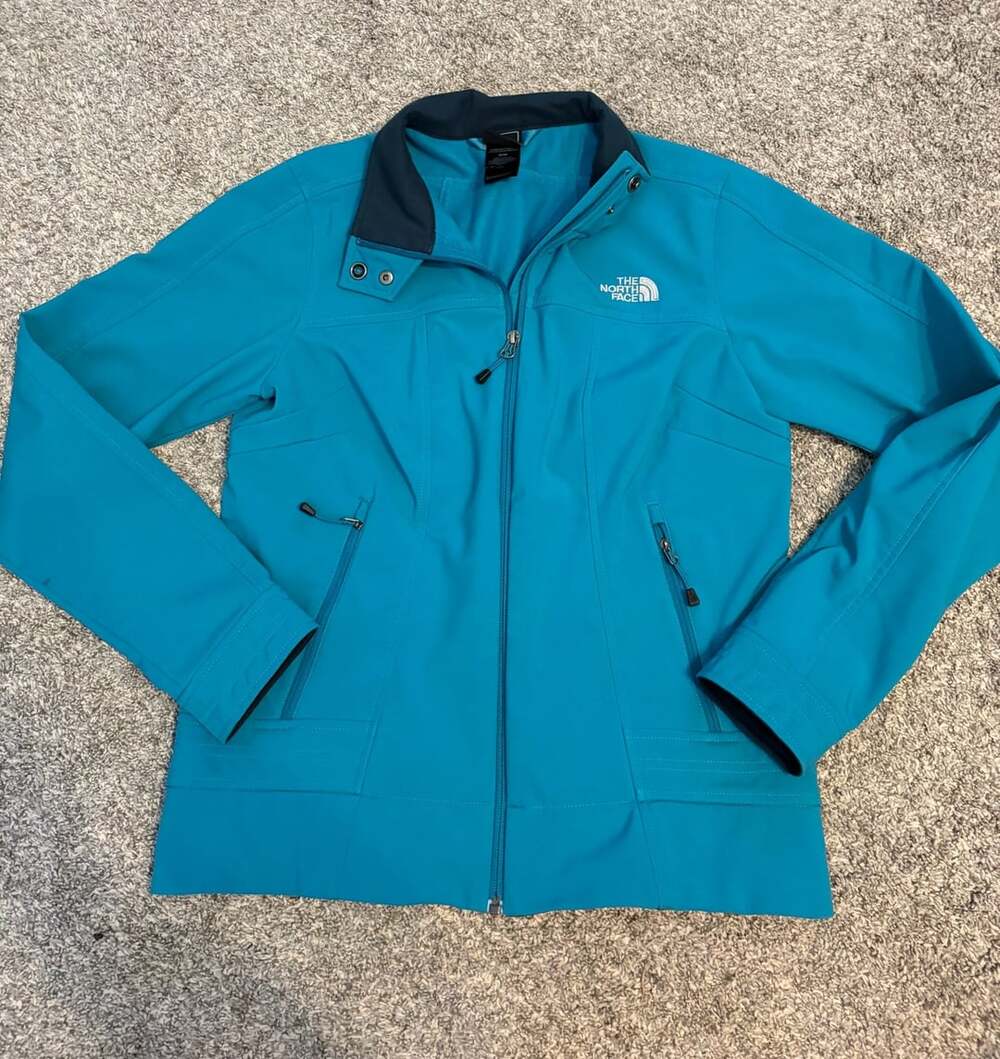 The North Face Softshell Jacket Size M Teal Blue Full Zip